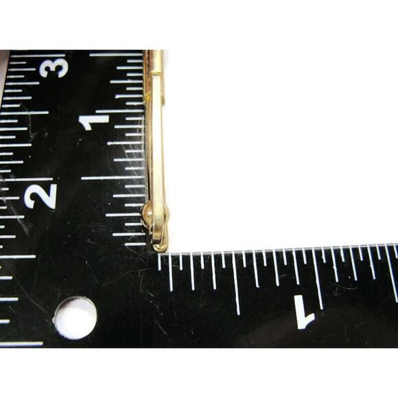 Classic Vintage Tie Collar Bar Gold Tone w Ball Ends - Picture 6 of 6